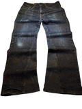 R3VIVED custom Levi's 511 bootcut jeans in deep blue denim with gold accent stitching